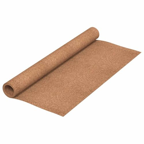 Rotolo di sughero naturale, 100 x 200 x 0,2 cm, con retro in gomma, pannello rettangolare in sughero per decorazione murale e progetti fai da te, marrone caldo