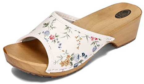 BeComfy Zoccoli da Donna in Legno Scarpe in Legno Pelle Muli con Tacco Sandali Estivi 35-41 EU (Fiori Colorati, Sistema Taglie Calzature EU, Adulto, Numero, Media, 41)