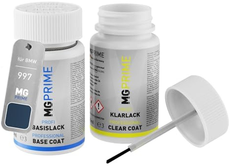 MG PRIME Billack lackstift för BMW 997 Tiefblau Metallic + klarlack