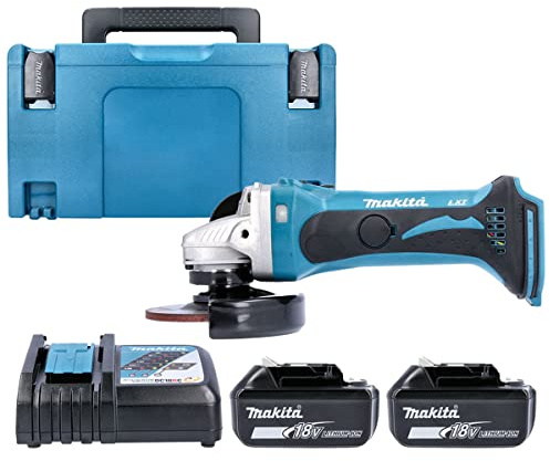 Makita DGA452 18v 115mm Angle Grinder with 2 x 6Ah Batteries, Charger, Case