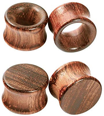 Crdifu 2 Paar Ohr Plug Flesh Tunnel Set aus Holz Double Flared Ohr Expander Piercing Schmuck(8-20mm)