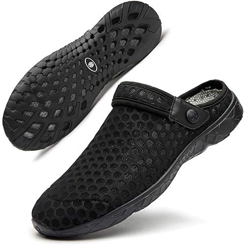 Träskor Strand Män Kvinnor Tofflor Sandaler Sommar Andas Trädgårdsskor Hav Dusch Slip-on Sabot Hem Tofflor 36-48, Svart, 39 EU