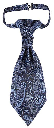 WANYING Hombre Corbata de Plastrón Pre-atado Ajustable con Cierre de Gancho Plastrón de Boda - Paisley Azul oscuro