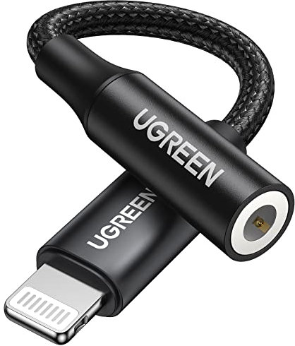 UGREEN Lightning zu Klinke Adapter 3,5 mm Kopfhörer Lightning auf Aux Adapter kompatibel mit iPhone 14 14 Pro 13 13 Pro 12 12 Pro 12 Pro Max 12 Mini 11 11 Pro X usw.(Schwarz)