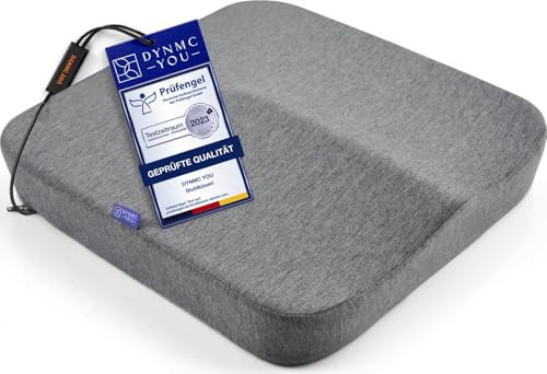DYNMC you Sitzkissen Stuhl – Ergonomisches Keilkissen Rücken – Von Experten Entwickelt – Sitzkissen für Bürostuhl, Home Office & Auto – Memory Foam – rutschfest – Waschbar – Komfortabel & Formstabil