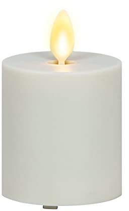Luminara Outdoor Moving Flame Votive Realistic LED Candle, IPX4 Flat Smooth Matte Plastic Finish, Pearl Ivory (5 Wide x 8 Tall, Centimetre)