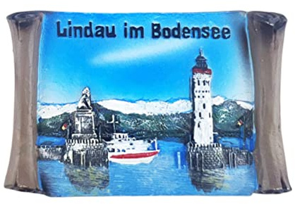 Magnete da frigorifero Lago di Costanza Lindau, souvenir da viaggio, decorazione per la casa, la cucina, il frigorifero, adesivo magnetico, dipinto a mano, collezione artigianale