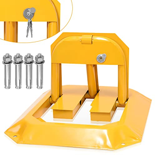 Jopassy 1 barrière de parking avec 3 clés - Avec 4 vis d'expansion - Poteau de stationnement pliable - Universel - Pour garage, allée, allée