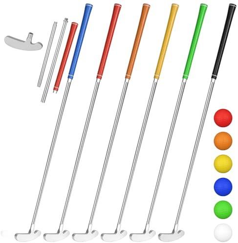 Syhood 6 Pack Golf Putter for Right Handed/Left Handed Golfers, Mini Dual Purpose Golf Putter Detachable Set with 6 Balls, for Men Women Indoor and Outdoor Use, 34 Inch