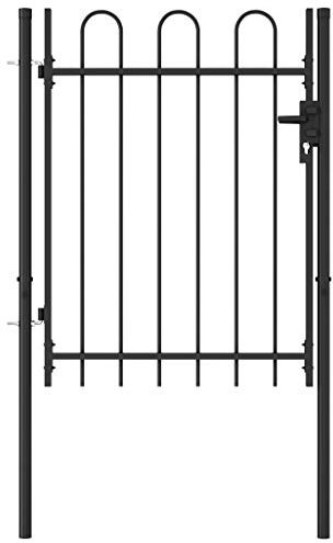 DIGBYS Valla de acero con parte superior arqueada, 1 x 1,2 m, color negro