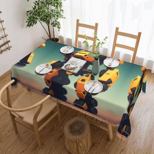 XZDLXJ Rectangular WaterproofMighty Robot Tablecloth Wrinkle-Resistant and Washable, ensuring Durability for Repeated use