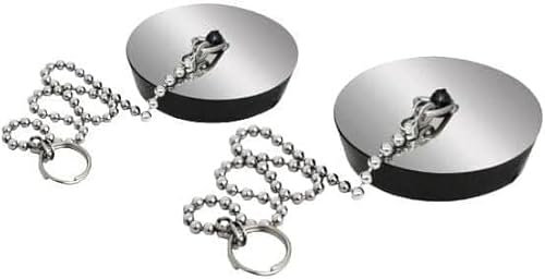 Lot de 2 bouchons universels pour évier de cuisine et salle de bain, avec chaîne, 2 bouchons d'évier de cuisine, bouchons de baignoire pour cuisine, code 10392