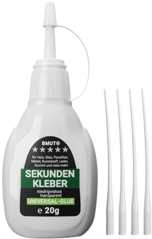 1x 20g Sekundenkleber universell, flüssig, extra stark & schnell, wasserfest, hitzebeständig, mit Dosierspitze & Kappe gegen Austrocknung