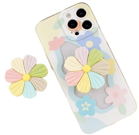 Rainbow Flower Mobile Phone Grip - Airbag Holder, Finger Grip and Stand, Essential Phone Accessory