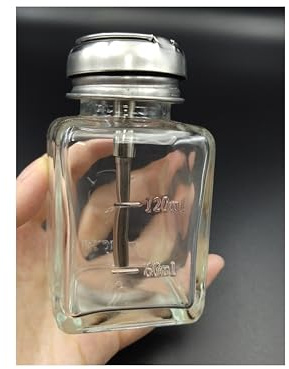 ZQDZYIE 1 Pack 4 Oz Dispenser Bottle Glass Nail Polish Pump Empty