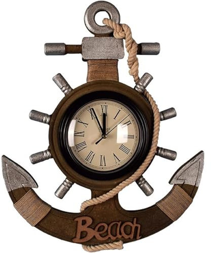 TTCHDPBX Alta qualità Orologio da parete con design a forma di ancora di nave, orologio silenzioso senza ticchettio per soggiorno, camera da letto, cucina, ufficio, orologio vintage Unico