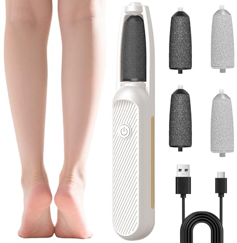 Electric Foot File Foot Sander for Hard Skin Removes Dry Skin for Smoother Feet Foot Care for Dead Skin Calluses Silver-White
