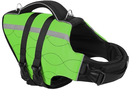 KONVINIT Salvagente Cane Giubbotto di Salvataggio per Cani Taglia Media, con Protezione al Collo e Ricamo Unico, Rinforzato, con Maniglia e Riflettenti,Dog Life Jacket