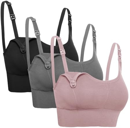 Oliaekd brasieres de Lactancia para Mujer,Embarazo,sin Varillas,con Almohadillas,Extensores y Clips,Paquete de 4