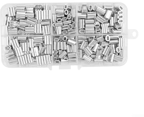 Manicotto a crimpare in alluminio a 8 forme, 300 pezzi per funi metalliche M1.2/M1.5/M2.0, anello di fissaggio per cavi per guinzagli per cani