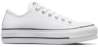 Converse Chuck Taylor All Star Lift Clean Ox Leather Sneakers Kvinnor Vit Sneakers Shoes