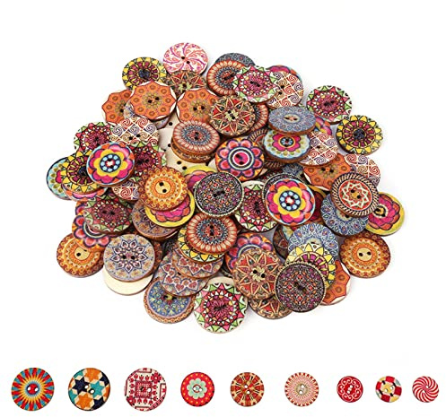100 botones de madera (vintage botones mixtos)