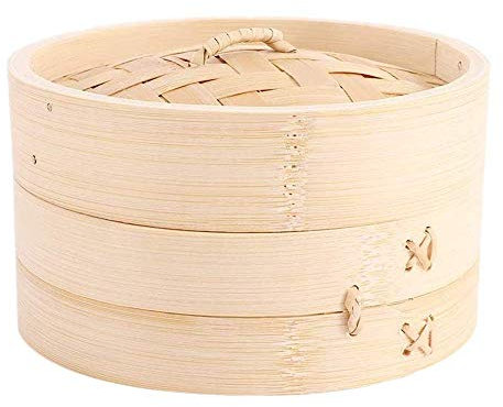 Vaporera De Bambú, Cesta De Vaporera De Bambú, Tapa De Cocina De Bambú con Juego-15cm