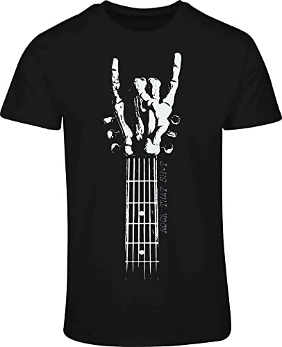 T-shirt Heavy Metal - Rock That - Rock 'n' Roll T-shirt homme - Guitare - Main en métal - Cornes du diable - Mano Cornuta - Rock Musique, Noir , 3XL
