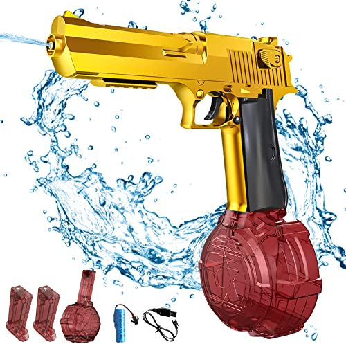 Elektrische Wasserpistole Spielzeug mit großer Reichweite EIN-Knopf Automatische Super 434CC+116CC Wasserspritzpistole,Super Revolver Elektrisch Wasserpistolen Wasserspritze Spritzpistole