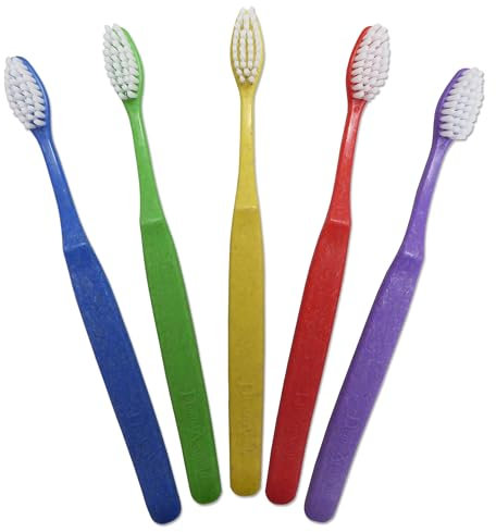 Dental Aesthetics Kinderzahnbürste Rainbow 5 Stück - Bunt, Weich, Biologisch abbaubar, 3+ Jahre, 45 Gramm, 15 cm, Silikonborsten, Unisex, Manuell, Mehrfarbig, Regenbogenfarben