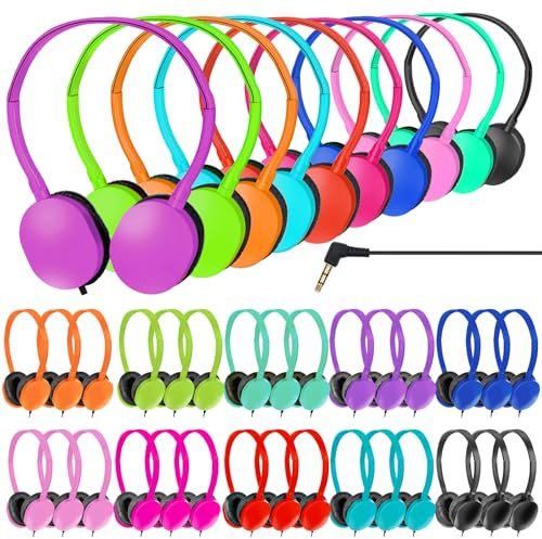 ZNXZXP Paquete de 100 auriculares para niños, para escuela, aula, estudiantes, computadora, juego de auriculares para estudiantes, niños, niñas, adolescentes y adultos (10 colores)
