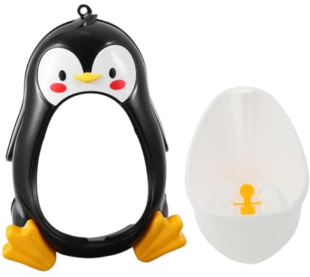 Hohopeti Kinder Urinal in Pinguinform aus Pp mit Drehbarem Windrad und Wandmontage Niedliches Cartoon Design für Badezimmer und Jungen zum Toilettentraining