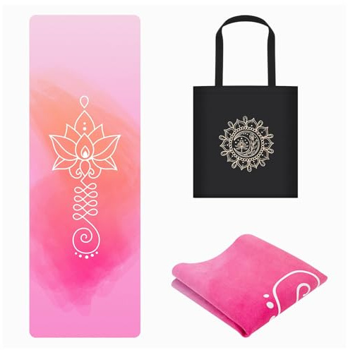 jooeer Tapis de Yoga de Voyage, Tapis d'exercice et de Fitness Pliable et Antidérapant de 1,5 mm d'épaisseur pour Pilates Gym Stretching, Absorbe la Transpiration, 183 x 61 cm