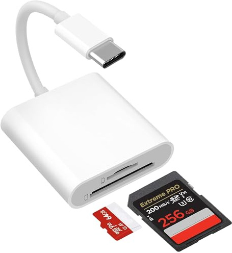 Lector Tarjetas SD USB C para iPhone 15 16 17,iPad Pro/mini/Air, MacBook Air/Pro,Samsung, Huawei, Xiaom,Pixel, 2-in1 Adaptador de Tarjetas SD/Micro SD Ranura Leitor Cartao SD Card Reader Plug and Play