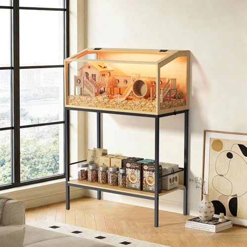 BingoPaw Wooden Hamster Cage Chew proof with Strorage Shelf (80x40 x 116cm)