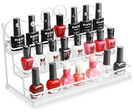 3 Tiers Metal Nail Polish Organiser Storage Stand Rack Wall Display 30 Bottles Nail Varnish