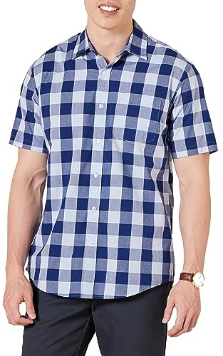 Amazon Essentials Men's Regular-Fit Short-Sleeve Poplin Shirt