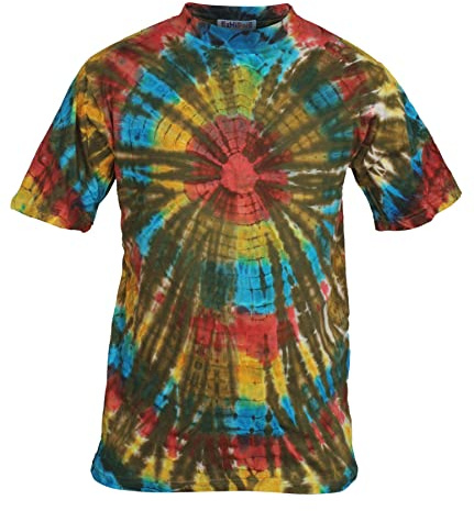 Ezhippie Men's Tie Dye T-Shirt Lightweight Cotton Festival Hippie Top, 4, L