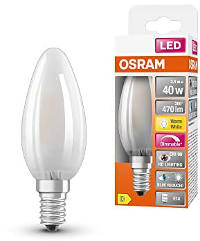 OSRAM Superstar dimmbare LED-Lampe mit besonders hoher Farbwiedergabe (CRI90) für E14-Sockel, mattes Glas ,Warmweiß (2700K), 470 Lumen, Ersatz für herkömmliche 40W-Leuchtmittel, dimmbar, 1-er Pack
