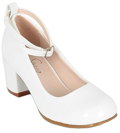 SIRRI Chaussures Mary Jane brevetées à Talons Hauts et Bride à la Cheville pour Filles, Chaussures de Confirmation de Communion