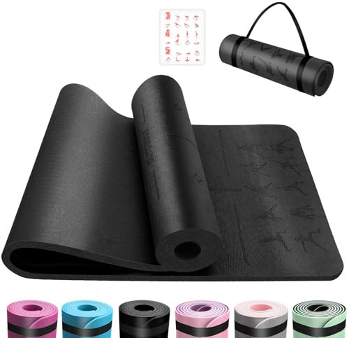 OUTDOUSE Tapis de Yoga,Tapis de Sport, Antidérapant,pour la Gymnastique,Pilates,Yoga,Maison,Voyage,Tapis de Gymnastique avec sangles de rangement,183x61x0.6cm