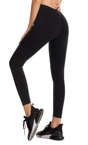 Onsoyours Jeggings da Donna Jeans Leggins a Vita Alta Stretchy Treggings Yoga Pantaloni Casual Slim Pantaloni Jeggings Elasticizzati Attillati in Denim B Nero XXL