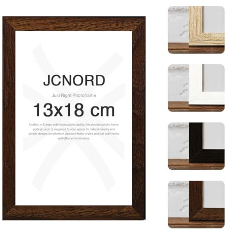 JCNORD MDF Walnut Wooden Picture Frame 7x5 inches (13x18 cm) with Shatterproof Acrylic Glass | Modern Photo Frame for Walls and Tables