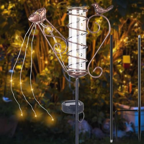 Regenmesser Für Garten Frostsicher, Regenmesser Für Den Außenbereich, Niederschlagsmesser Mit Erdspieß, Outdoor Regenmesser Glas Regenwassermesser Regenmesser Mit Erdspieß, Solarenergie Rasen,Terrasse