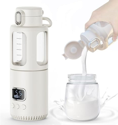 VOUM Portable Milk Warmer for Travel, Fast Heating & Long Battery Life, Portable Bottle Warmer with Dual Heating Modes for Breastmilk & Water, 350 ml Capacity for Car and Plane Travel