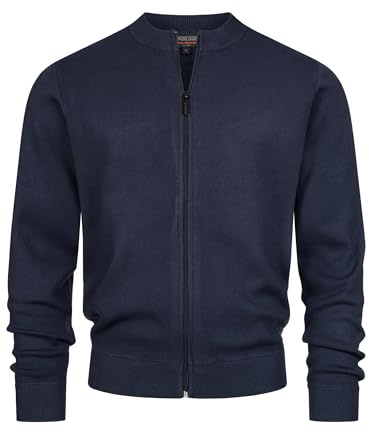 Indicode Herren INLaos Strickjacke mit Rundhalsausschnitt & Reißverschluss | Cardigan für Männer Navy, L