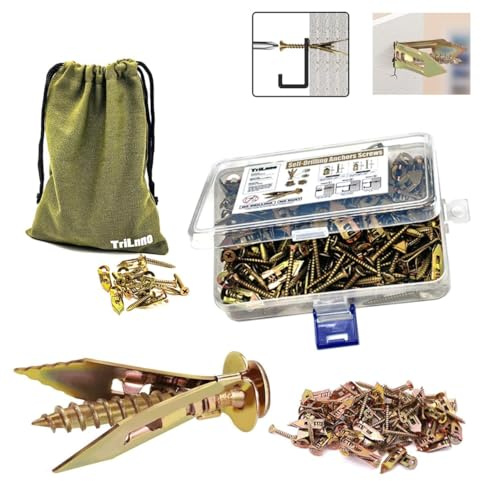 Self Drilling Drywall Anchors and Screws,Dry Wall Anchors Heavy Duty,Drywall Screws and Anchors Repair Tools for Wet and Drywall Fixing Picture,Furniture,Flags,Outdoor Decor (20, 1.18in)