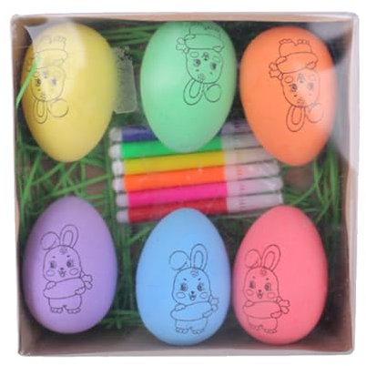 zwxqe 6PCS Paintable Eggs, Arts and Crafts Egg Dye Kit, Painting Easter Eggs, Creative Easter Activity Set Fun Craft, Ideal Holiday Basket Stuffers for Girls and Boys