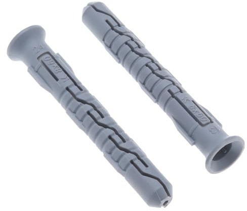 8mm x 100mm Long Plastic Wall Plugs for Screws, Heavy Duty Nylone Anchors, White Dowel Universal Expansion Fixings for Secure Mounting on Brick, Concrete, and Hollow Walls (Pack of 50)