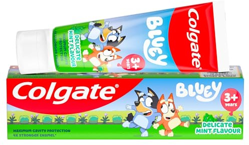 Colgate Kids Bluey Mint-Flavoured Fluoride Toothpaste 3+ Years – gentle toothpaste for kids – contains dentist-recommended level of fluoride – maximum cavity protection – 4x stronger enamel*
